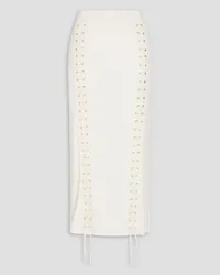 Zimmermann Lace-up ribbed-knit midi skirt - White White