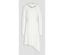 Asymmetric chain-embellished jersey dress - White