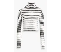 Striped stretch-knit turtleneck sweater - Gray