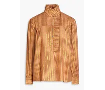 Eddy striped metallic twill blouse - Brown