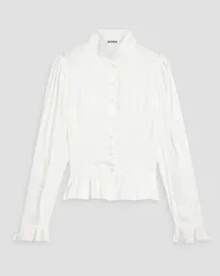 BATSHEVA Grace cotton-jacquard peplum blouse - White White