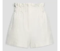 Asty ruffle-trimmed bouclé shorts - White