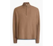Merino wool and yak-blend half-zip sweater - Brown