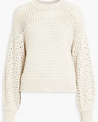 Joie Toulon ribbed and open-knit cotton-blend sweater - White White