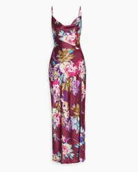 NICHOLAS Ariel floral-print draped silk-satin gown - Purple Purple