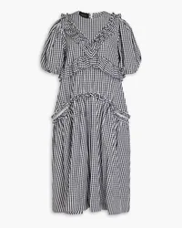 Simone Rocha Ruffled gingham poplin midi dress - Black Black