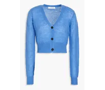 Shrunken knitted cardigan - Blue