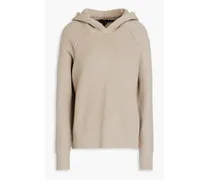 Waffle-knit cotton-blend hoodie - Neutral
