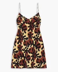 Matteau Printed silk crepe de chine mini dress - Brown Brown