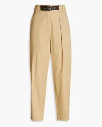 LVIR Cropped belted cotton-twill tapered pants - Neutral Neutral