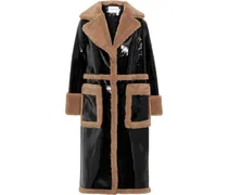 Aubrey faux shearling-trimmed faux patent-leather coat - Black