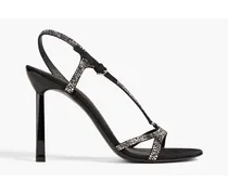 Crystal-embellished suede sandals - Black
