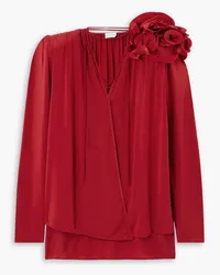 Magda Butrym Appliquéd stretch-jersey wrap blouse - Red Red