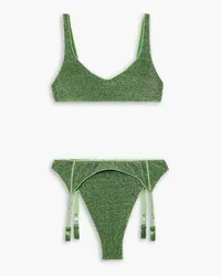 Oséree Lumière Sporty Belt stretch-lurex bikini - Green Green