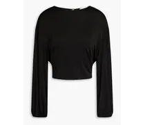 Cutout satin-jersey blouse - Black