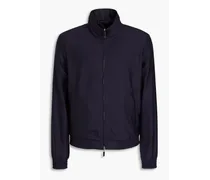 Pinstriped wool-blend twill jacket - Blue