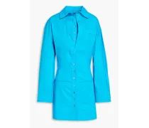 Baunhilha layered cutout cotton-poplin mini shirt dress - Blue