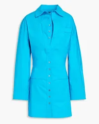 Jacquemus Baunhilha layered cutout cotton-poplin mini shirt dress - Blue Blue