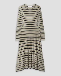 Proenza Schouler Ribbed striped cotton and silk-blend midi dress - White White