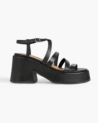 Ganni Leather platform sandals - Black Black