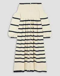 Joslin Lesleigh off-the-shoulder striped cotton and cashmere-blend midi dress - White White