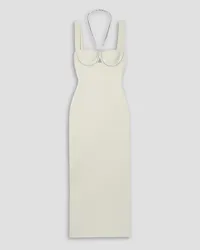 GALVAN Celeste open-back embellished knitted midi dress - White White