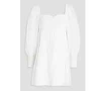 Alice Olivia - Rowen gathered cotton and silk-blend voile mini dress - White