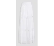 Alice Olivia - Russell shirred broderie anglaise wide-leg pants - White