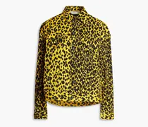 Leopard-print denim jacket - Yellow