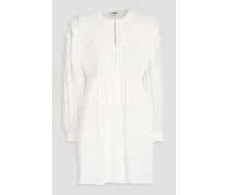 Ruffled broderie anglaise cotton mini dress - White