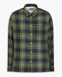 Officine Generale Checked cotton and wool-blend shirt - Green Green