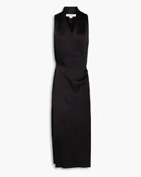 Vince Pleated satin-crepe midi wrap dress - Black Black