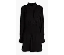 Bailey shirred crepe mini shirt dress - Black