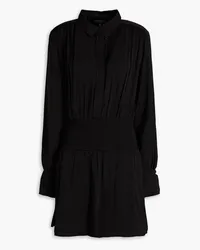 Rag & Bone Bailey shirred crepe mini shirt dress - Black Black