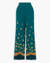 Etro Paisley-print silk crepe de chine straight-leg pants - Blue Blue