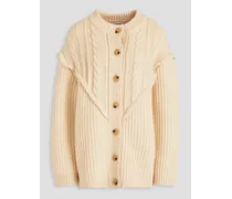 Cable-knit wool cardigan - White