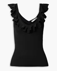 Zimmermann Devi ruffle-trimmed ribbed-knit tank - Black Black