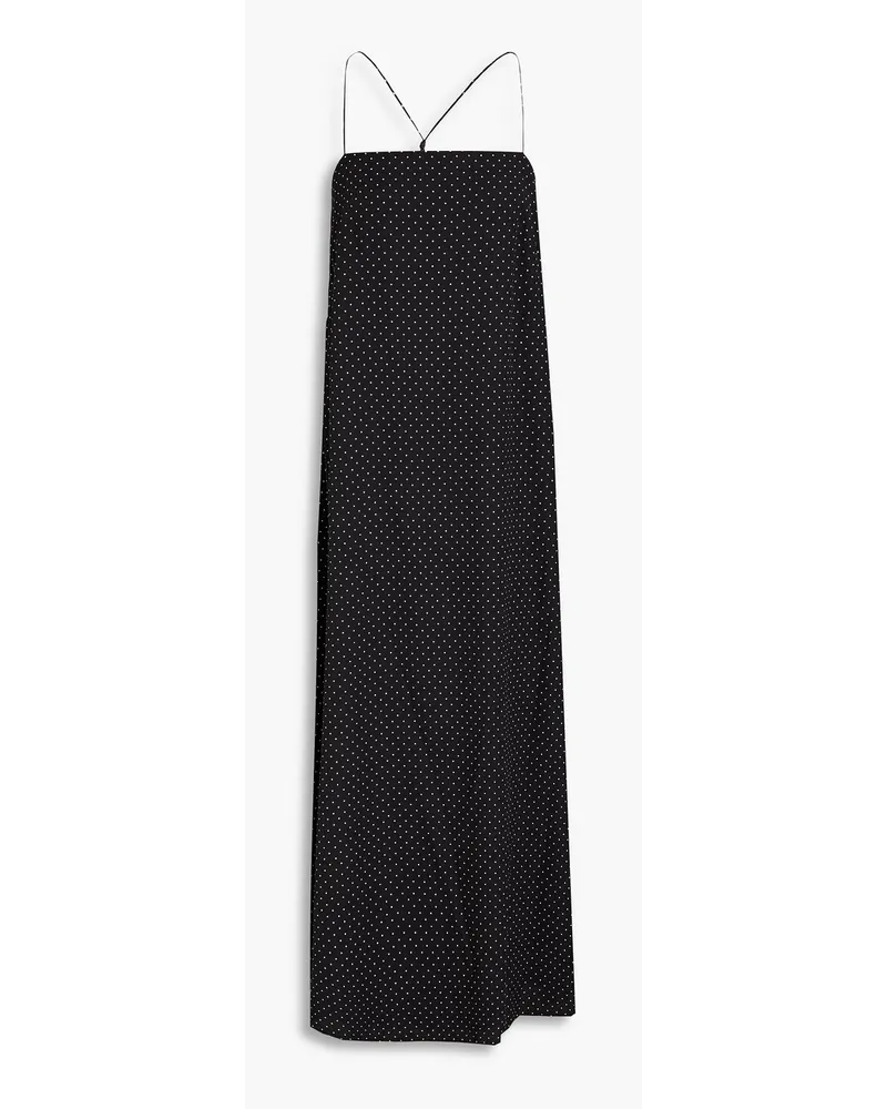 Halston Sara polka-dot crepe de chine slip dress - Black Black