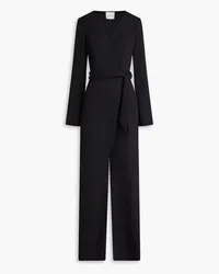 GALVAN Dobby wrap-effect textured-crepe jumpsuit - Black Black