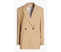 Double-breasted crepe blazer - Neutral