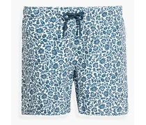 Floral-print mid-length swim shorts - Blue