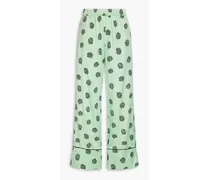Naeva floral-print stretch-silk satin wide-leg pants - Green