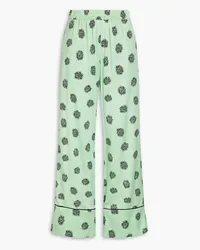 Baum und Pferdgarten Naeva floral-print stretch-silk satin wide-leg pants - Green Green