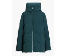 Quilted shell hooded down coat - Blue