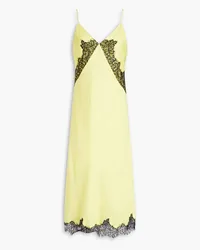 Rag & Bone Logan lace-trimmed silk-blend satin midi slip dress - Yellow Yellow