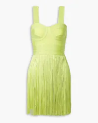 Hervé Léger Fringed bandage mini dress - Yellow Yellow