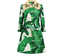 Dolce & Gabbana Raffia-trimmed printed cotton-blend brocade coat - Green Green