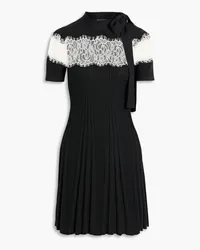 RED Valentino Lace-paneled ribbed wool mini dress - Black Black