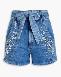 Claudie Pierlot Embellished denim shorts - Blue Blue