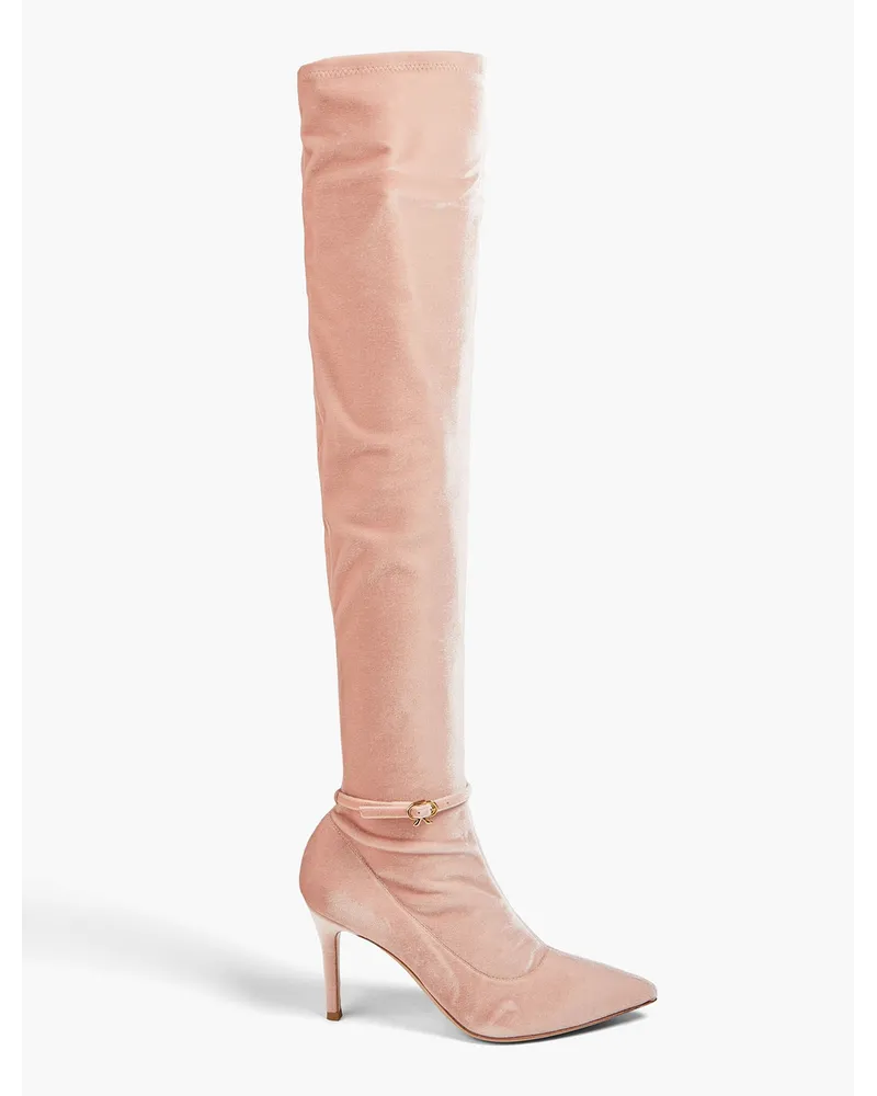 Gianvito Rossi Ribbon Boot 85 velvet thigh boots - Pink Pink